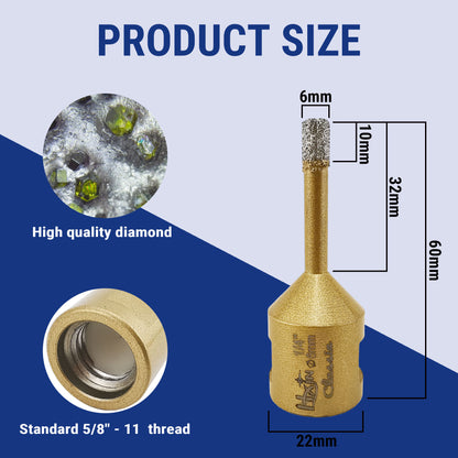 Classic HXIN Vacuum Brazed Diamond Core Drill Bits with 5/8''-11 thread for Porcelain Tile Marble Stone Masonry