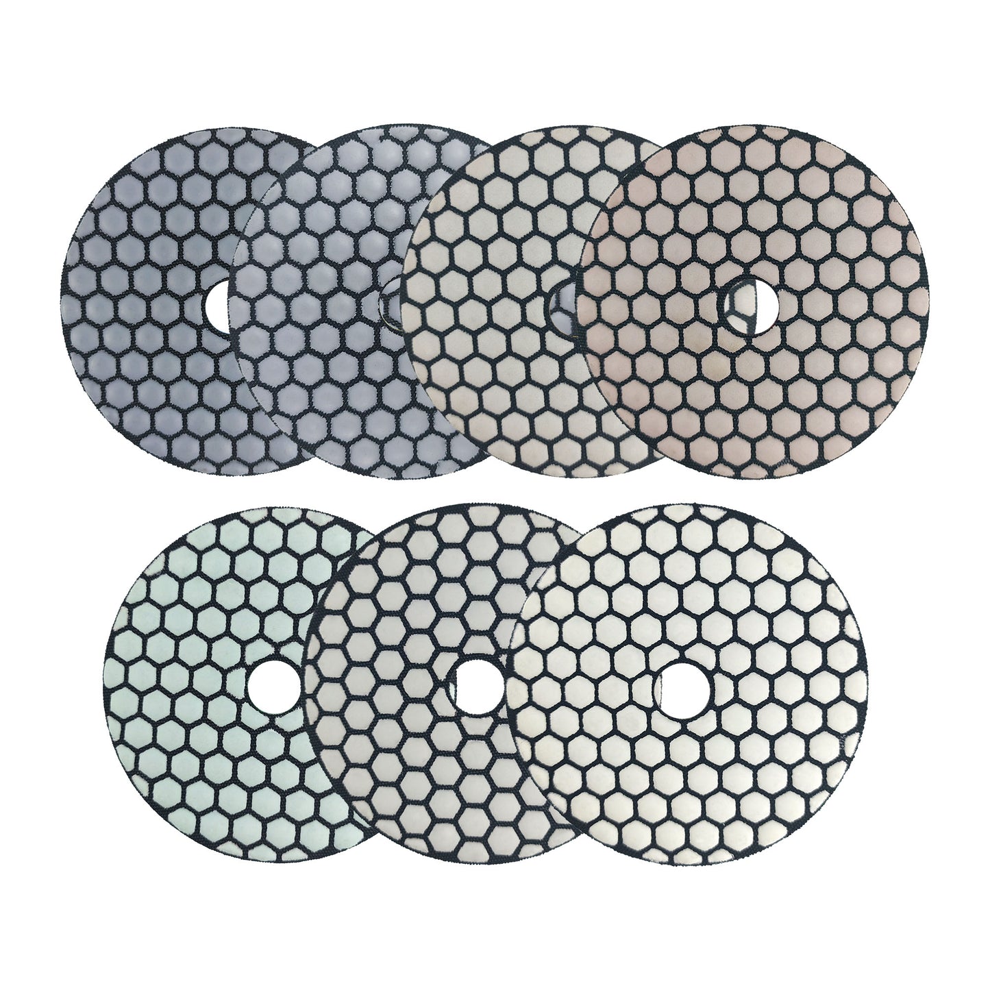 7pcs/set HXIN 4 inch Resin Bond Diamond Dry Polishing Pads Set for Granite Marble Ceramic