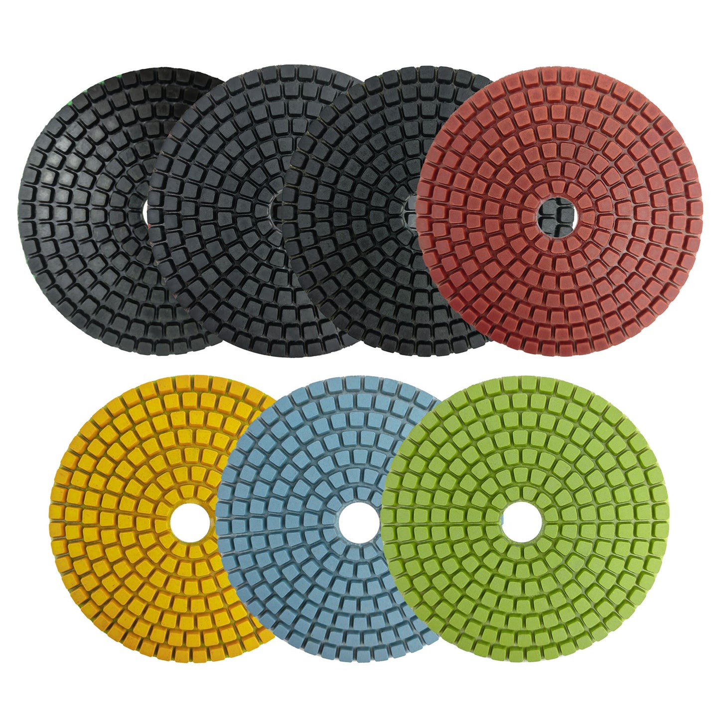 7pcs/set HXIN 4 inch Resin Bond Diamond Wet Polishing Pads Set for Granite Marble Ceramic