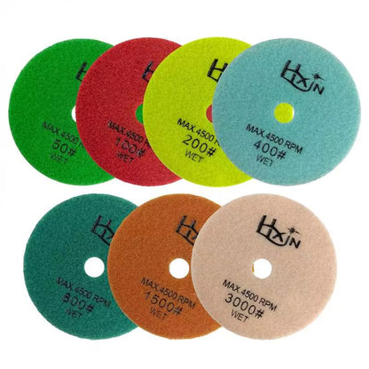 HXIN 4 inch Resin Bond Diamond Wet Polishing Pads for Granite Marble Ceramic