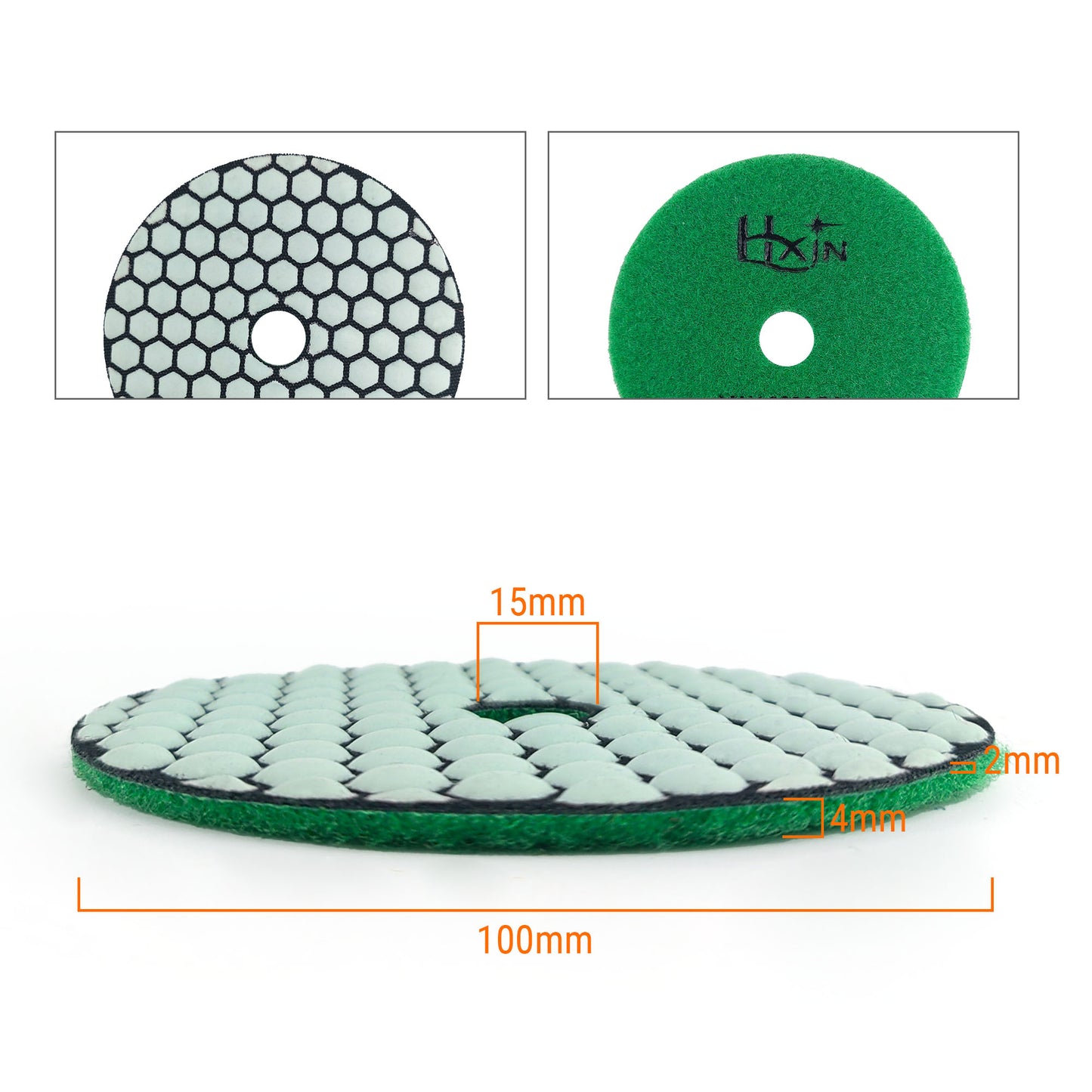 HXIN 4 inch Resin Bond Diamond Dry Polishing Pads for Granite Marble Ceramic