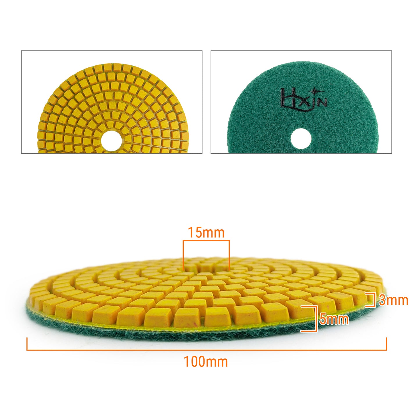 HXIN 4 inch Resin Bond Diamond Wet Polishing Pads for Granite Marble Ceramic