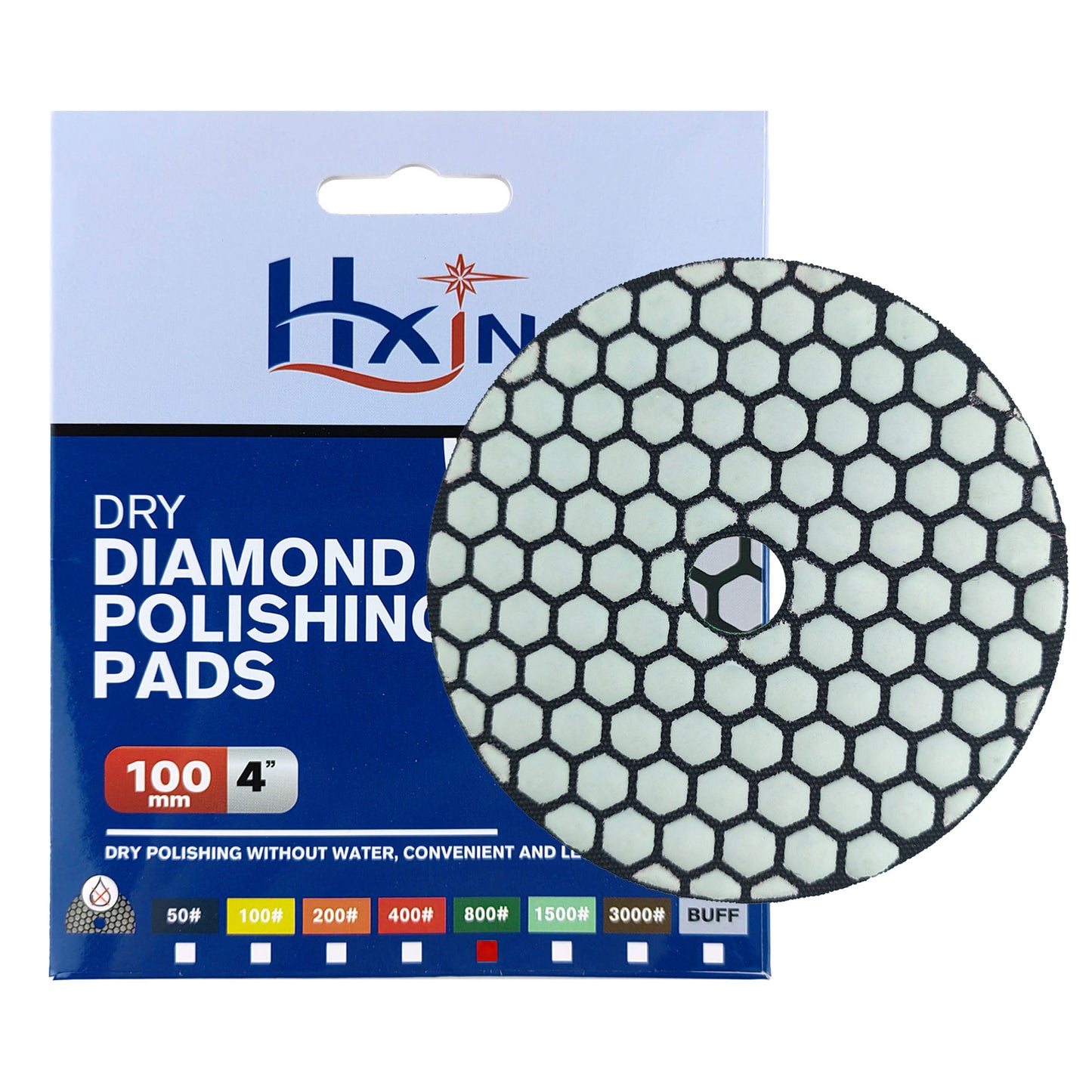 HXIN 4 inch Resin Bond Diamond Dry Polishing Pads for Granite Marble Ceramic