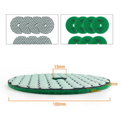 7pcs/set HXIN 4 inch Resin Bond Diamond Dry Polishing Pads Set for Granite Marble Ceramic