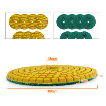 7pcs/set HXIN 4 inch Resin Bond Diamond Wet Polishing Pads Set for Granite Marble Ceramic