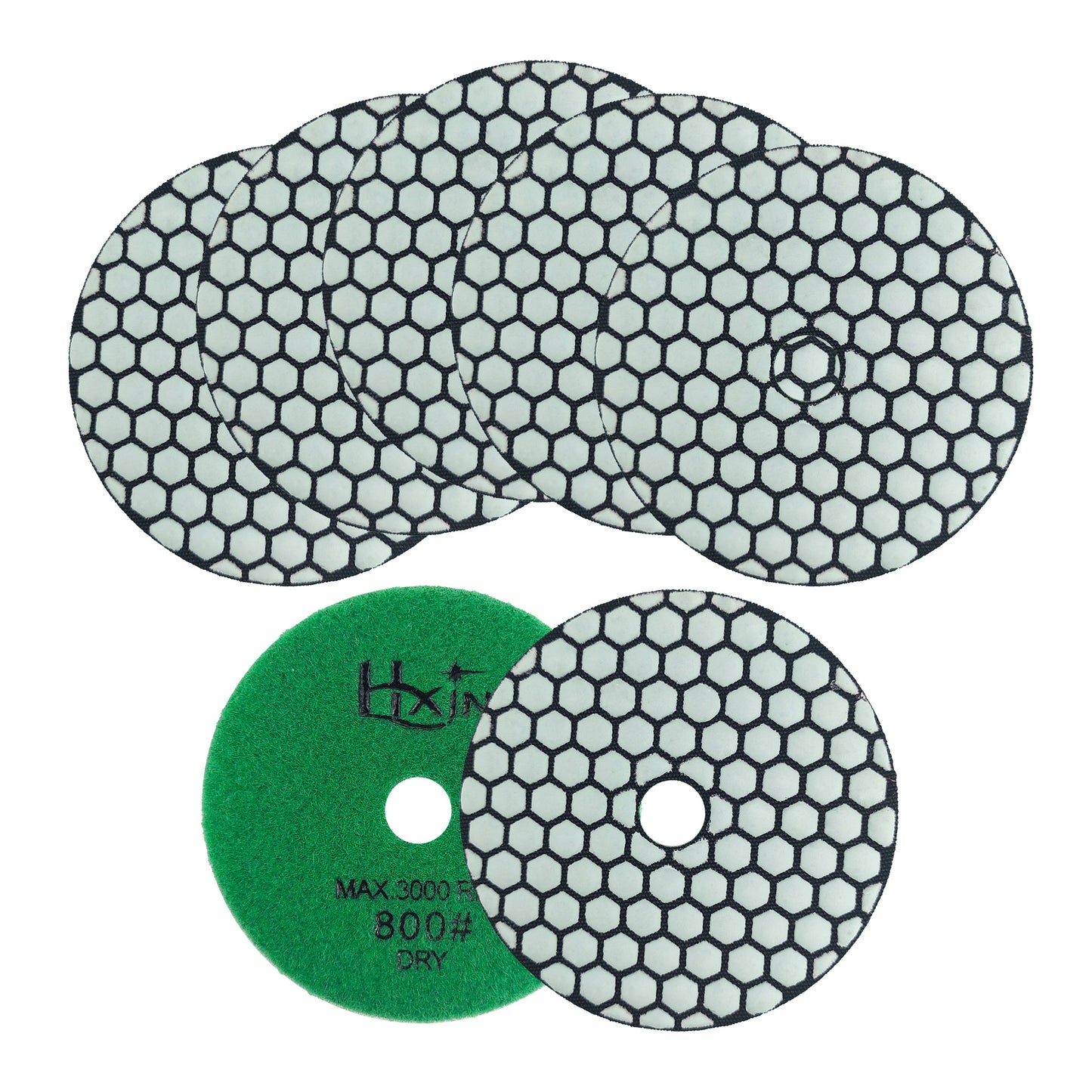 7pcs/set HXIN 4 inch Resin Bond Diamond Dry Polishing Pads Set for Granite Marble Ceramic