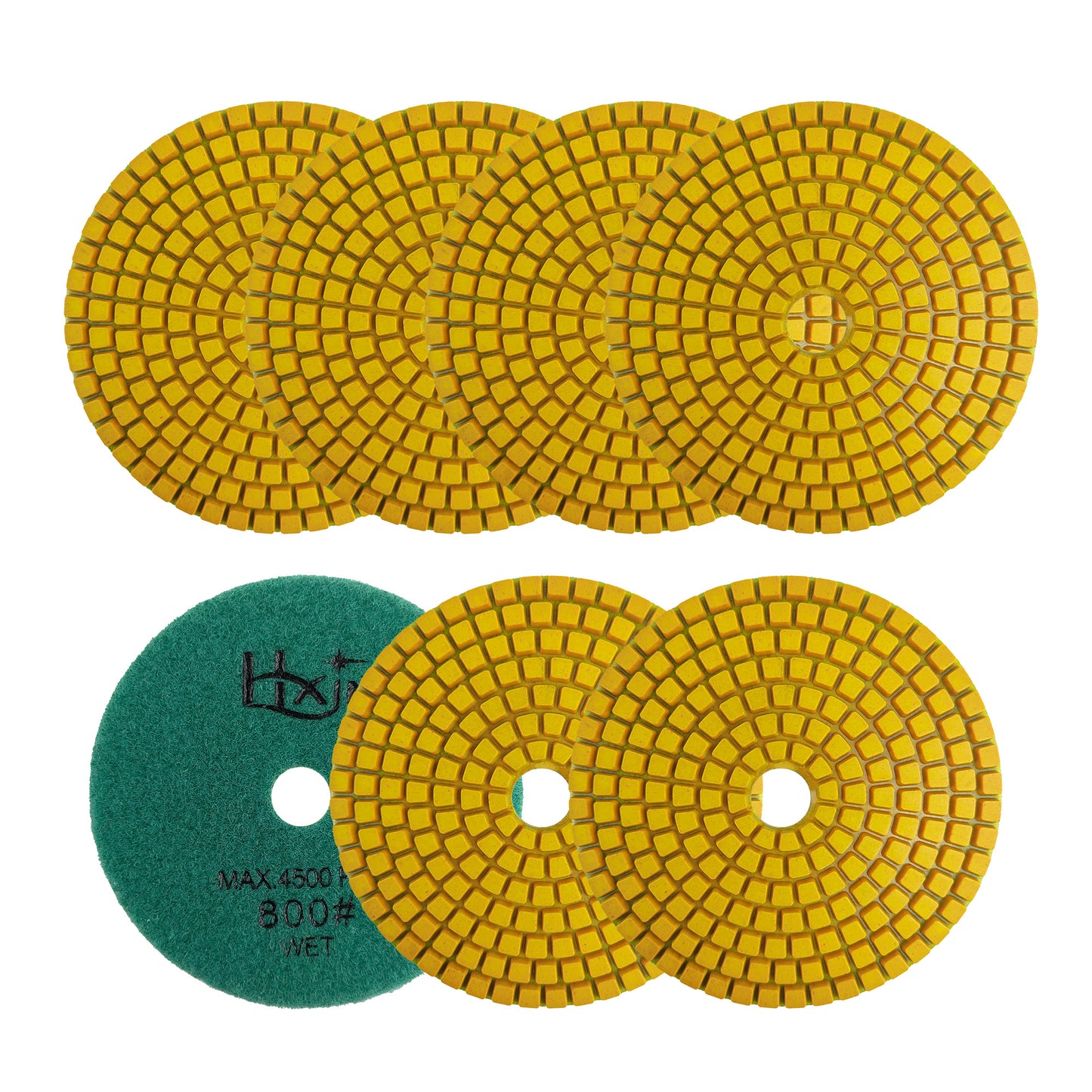 7pcs/set HXIN 4 inch Resin Bond Diamond Wet Polishing Pads Set for Granite Marble Ceramic