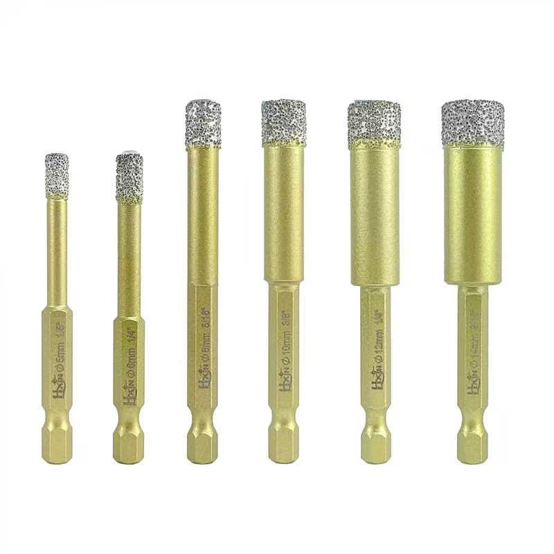 HXIN Vacuum Brazed Diamond Drill Bits With Hexagonal E6.3mm Quick-fit Shank for Porcelain, Ceramic, Tiles, Marble