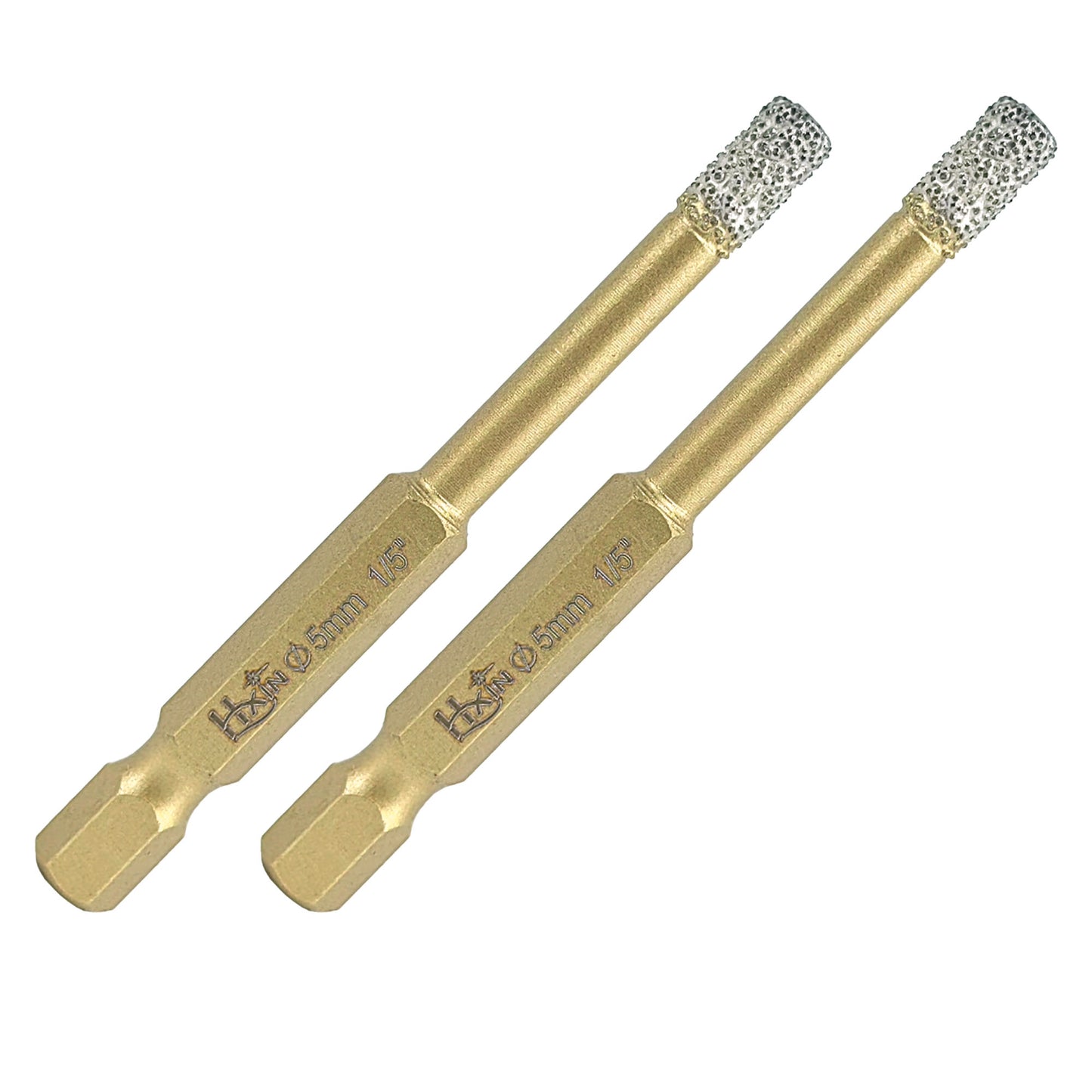 2pcs/set HXIN Vacuum Brazed Diamond Drill Bits With Hexagonal E6.3mm Quick-fit Shank for Porcelain, Ceramic, Tiles, Marble