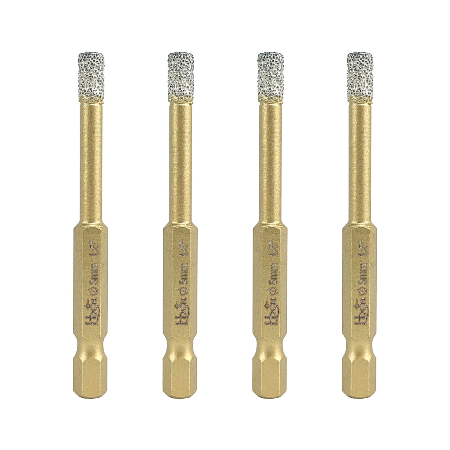 4pcs/set HXIN Vacuum Brazed Diamond Drill Bits With Hexagonal E6.3mm Quick-fit Shank for Porcelain, Ceramic, Tiles, Marble