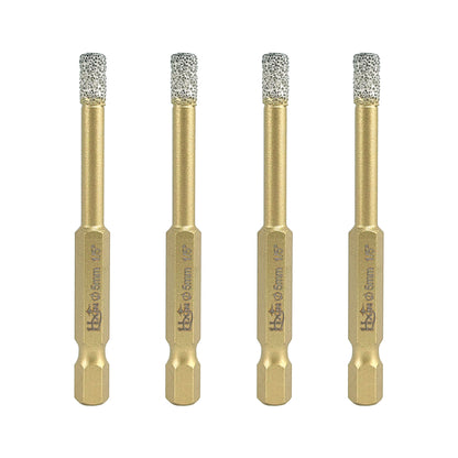 4pcs/set HXIN Vacuum Brazed Diamond Drill Bits With Hexagonal E6.3mm Quick-fit Shank for Porcelain, Ceramic, Tiles, Marble