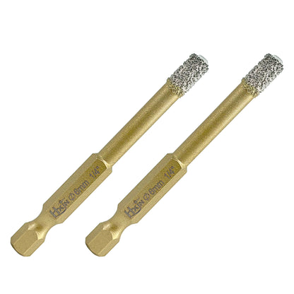 2pcs/set HXIN Vacuum Brazed Diamond Drill Bits With Hexagonal E6.3mm Quick-fit Shank for Porcelain, Ceramic, Tiles, Marble