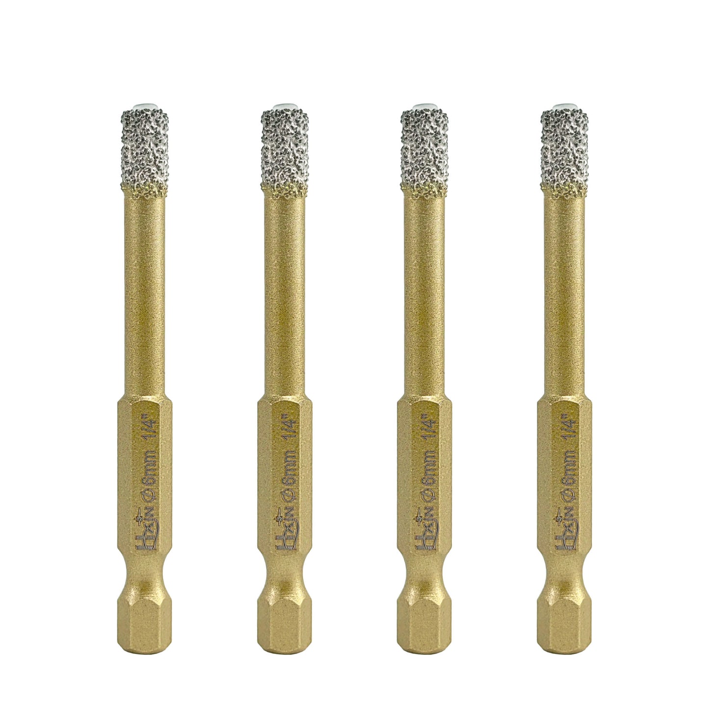 4pcs/set HXIN Vacuum Brazed Diamond Drill Bits With Hexagonal E6.3mm Quick-fit Shank for Porcelain, Ceramic, Tiles, Marble