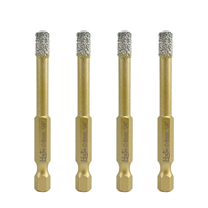 4pcs/set HXIN Vacuum Brazed Diamond Drill Bits With Hexagonal E6.3mm Quick-fit Shank for Porcelain, Ceramic, Tiles, Marble