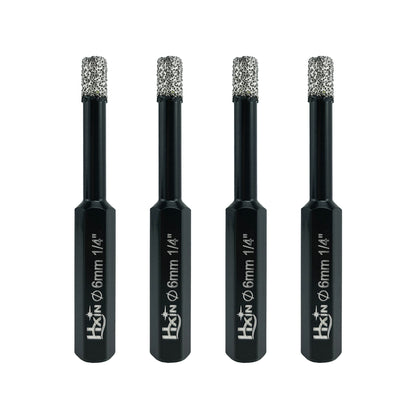 4pcs/set HXIN Vacuum Brazed Diamond Drill Bits With Hexagonal Shank for Marble, Ceramic, Tile, Porcelain