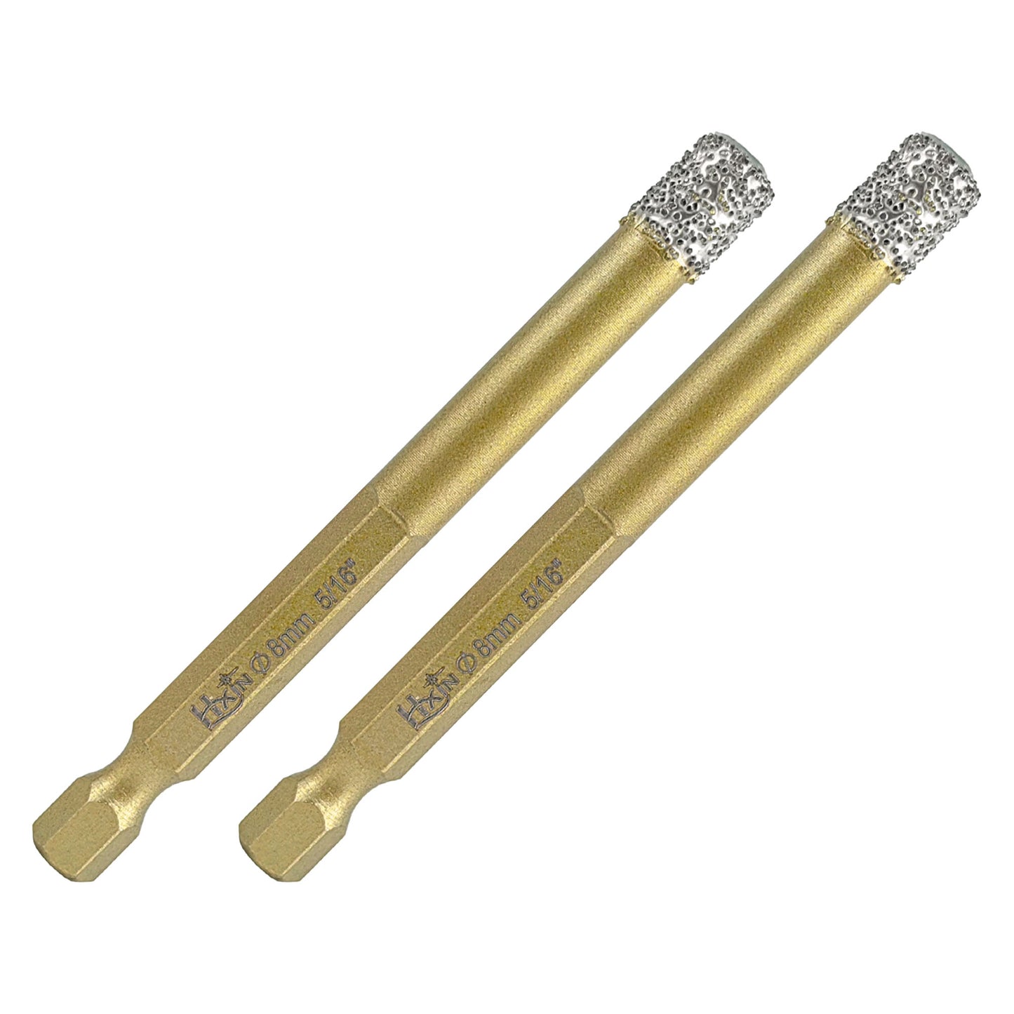 2pcs/set HXIN Vacuum Brazed Diamond Drill Bits With Hexagonal E6.3mm Quick-fit Shank for Porcelain, Ceramic, Tiles, Marble