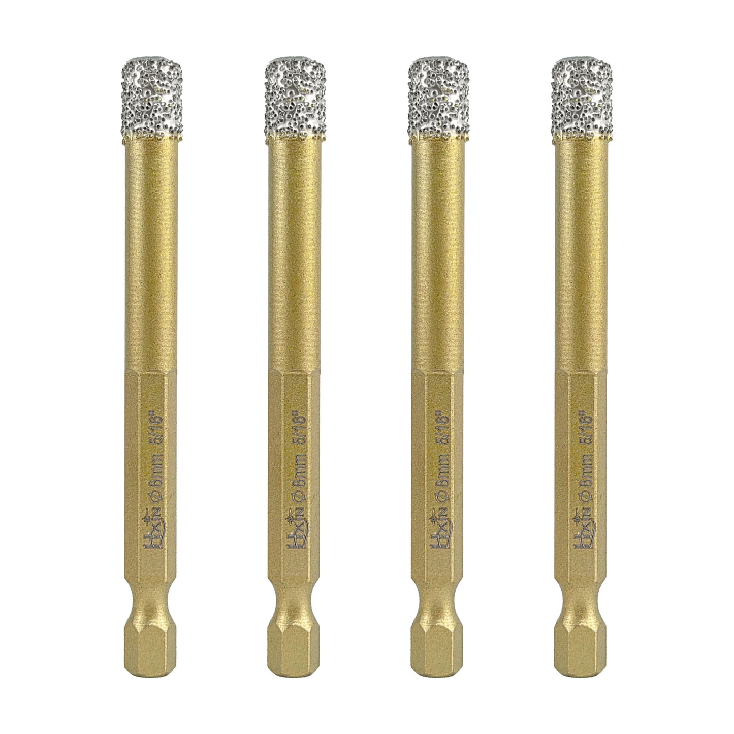 4pcs/set HXIN Vacuum Brazed Diamond Drill Bits With Hexagonal E6.3mm Quick-fit Shank for Porcelain, Ceramic, Tiles, Marble