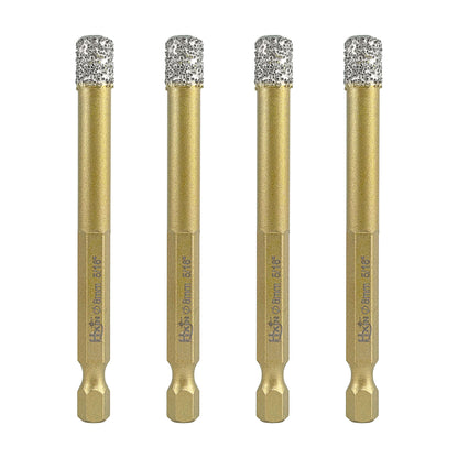 4pcs/set HXIN Vacuum Brazed Diamond Drill Bits With Hexagonal E6.3mm Quick-fit Shank for Porcelain, Ceramic, Tiles, Marble