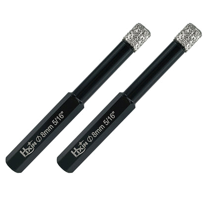 2pcs/set HXIN Vacuum Brazed Diamond Drill Bits With Hexagonal Shank for Marble, Ceramic, Tile, Porcelain