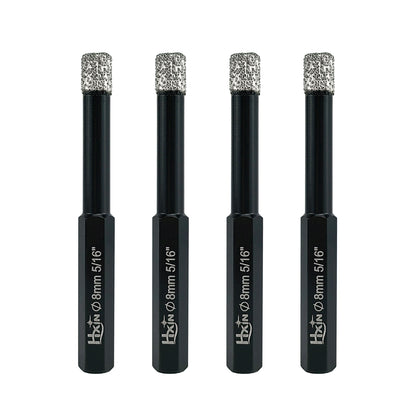 4pcs/set HXIN Vacuum Brazed Diamond Drill Bits With Hexagonal Shank for Marble, Ceramic, Tile, Porcelain