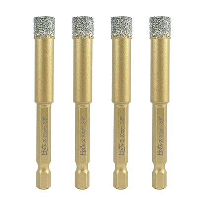 4pcs/set HXIN Vacuum Brazed Diamond Drill Bits With Hexagonal E6.3mm Quick-fit Shank for Porcelain, Ceramic, Tiles, Marble