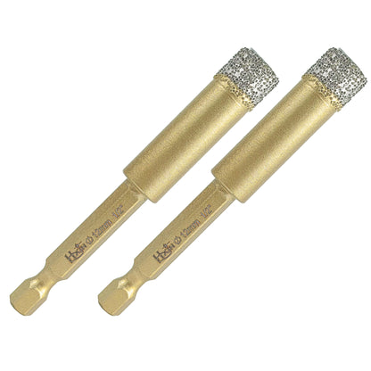 2pcs/set HXIN Vacuum Brazed Diamond Drill Bits With Hexagonal E6.3mm Quick-fit Shank for Porcelain, Ceramic, Tiles, Marble