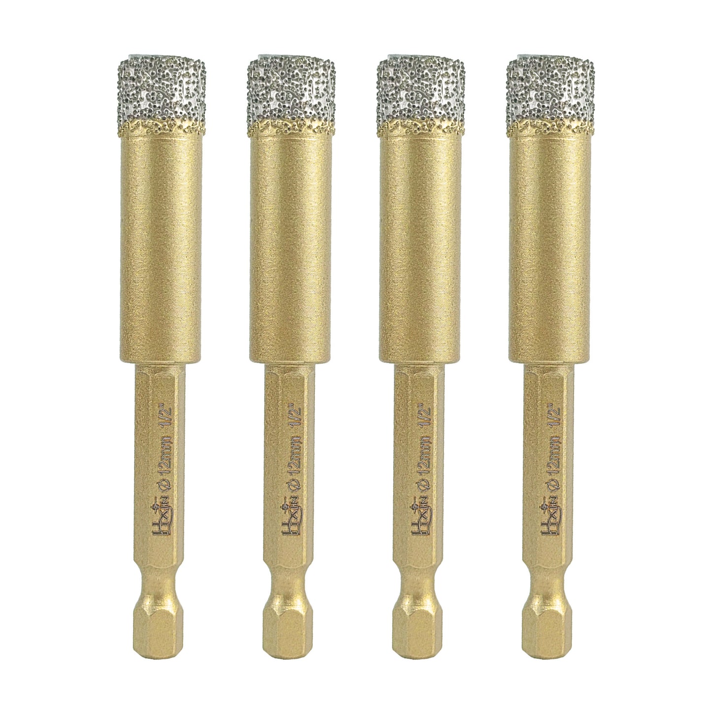 4pcs/set HXIN Vacuum Brazed Diamond Drill Bits With Hexagonal E6.3mm Quick-fit Shank for Porcelain, Ceramic, Tiles, Marble