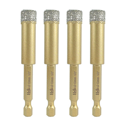 4pcs/set HXIN Vacuum Brazed Diamond Drill Bits With Hexagonal E6.3mm Quick-fit Shank for Porcelain, Ceramic, Tiles, Marble