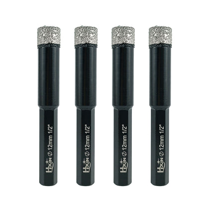 4pcs/set HXIN Vacuum Brazed Diamond Drill Bits With Hexagonal Shank for Marble, Ceramic, Tile, Porcelain