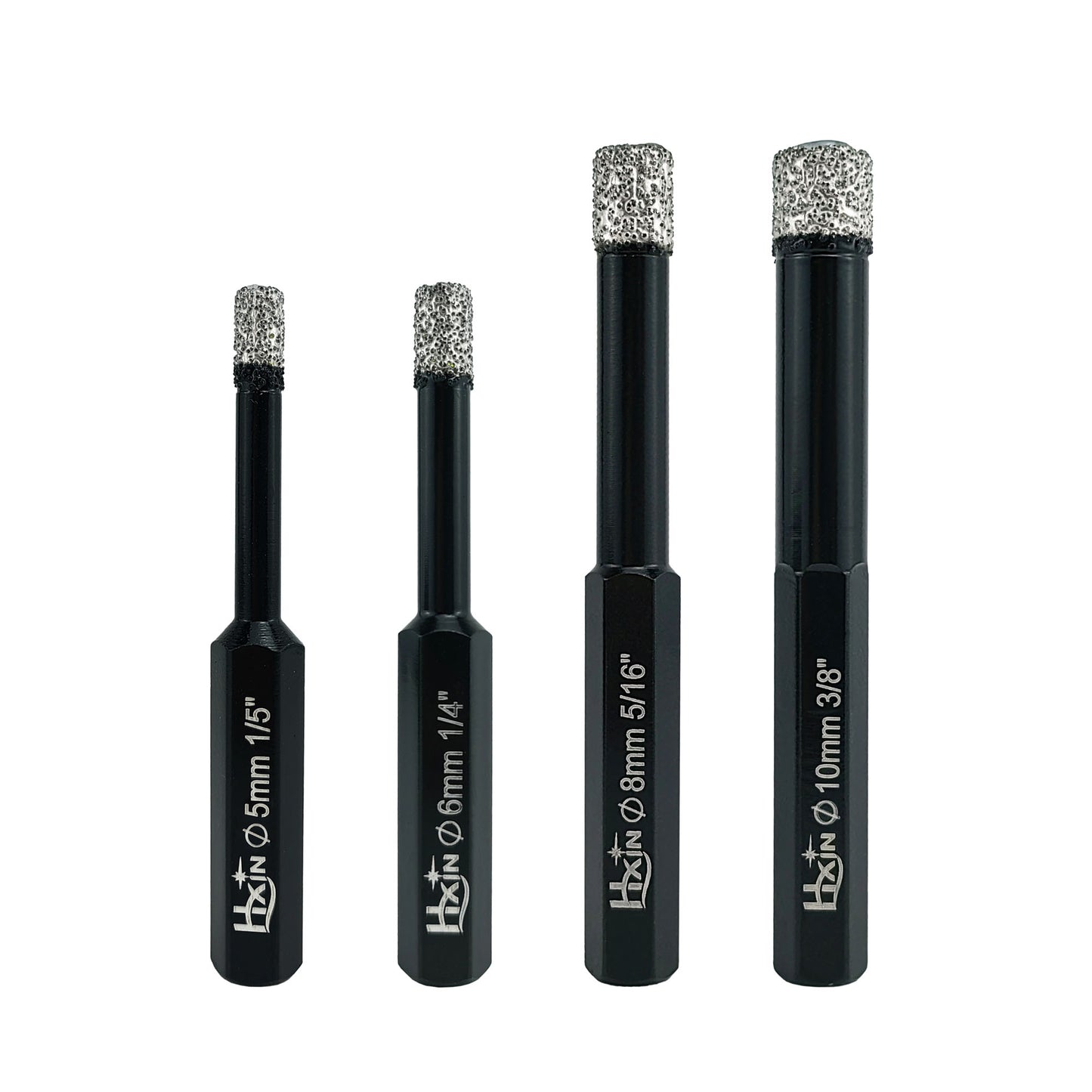 4pcs/set HXIN Vacuum Brazed Diamond Drill Bits With Hexagonal Shank for Marble, Ceramic, Tile, Porcelain
