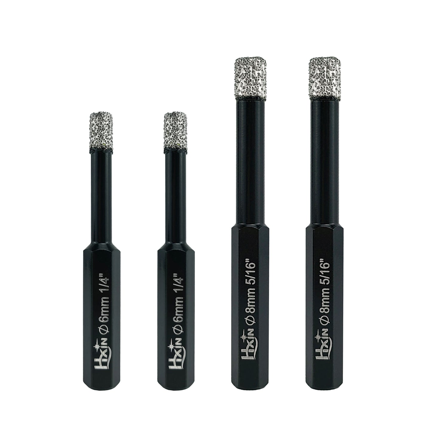 4pcs/set HXIN Vacuum Brazed Diamond Drill Bits With Hexagonal Shank for Marble, Ceramic, Tile, Porcelain