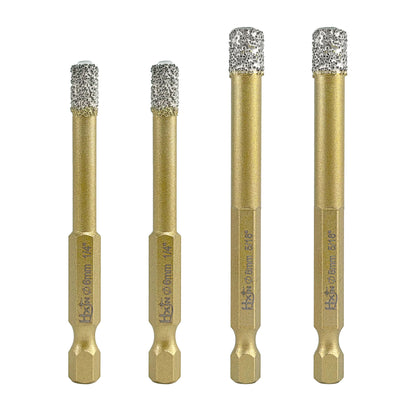 4pcs/set HXIN Vacuum Brazed Diamond Drill Bits With Hexagonal E6.3mm Quick-fit Shank for Porcelain, Ceramic, Tiles, Marble
