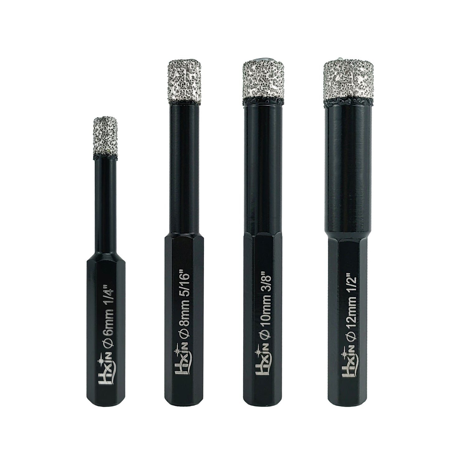 4pcs/set HXIN Vacuum Brazed Diamond Drill Bits With Hexagonal Shank for Marble, Ceramic, Tile, Porcelain