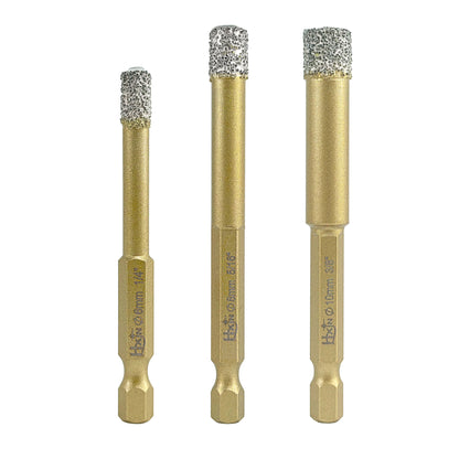 4pcs/set HXIN Vacuum Brazed Diamond Drill Bits With Hexagonal E6.3mm Quick-fit Shank for Porcelain, Ceramic, Tiles, Marble