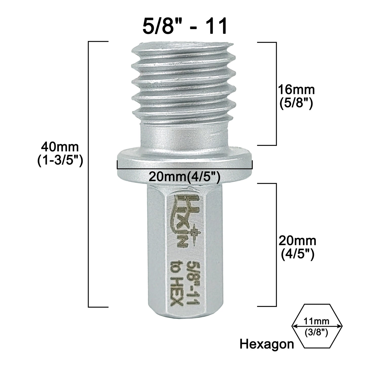 2pcs/set HXIN Core Drill Bit Adapter 5/8-11 thread to 3/8" Hexagon Shank