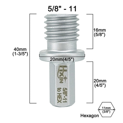 2pcs/set HXIN Core Drill Bit Adapter 5/8-11 thread to 3/8" Hexagon Shank