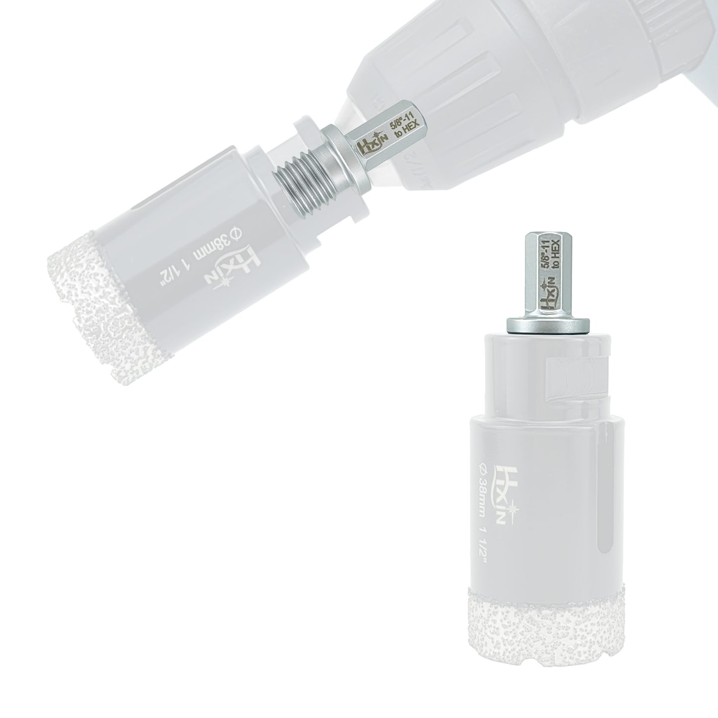 2pcs/set HXIN Core Drill Bit Adapter 5/8-11 thread to 3/8" Hexagon Shank