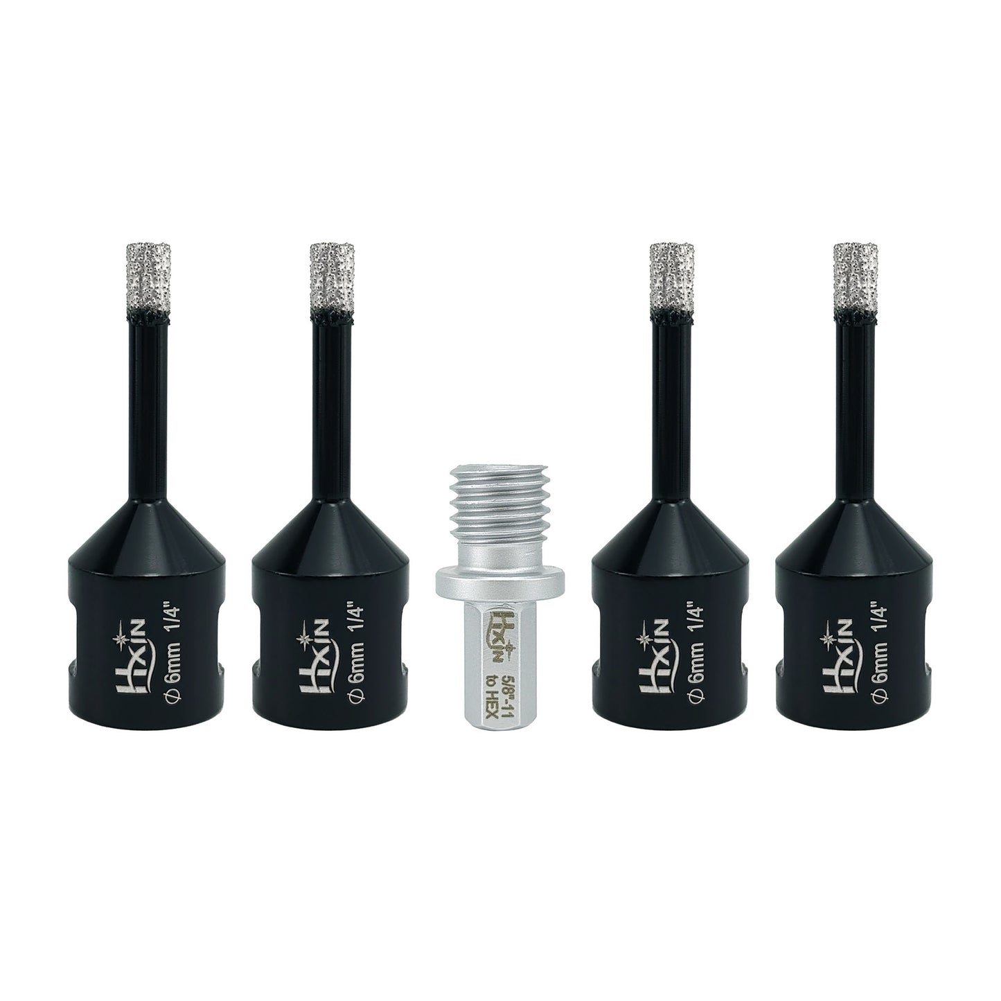 4pcs/set Professional HXIN Vacuum Brazed Diamond Core Drill Bits with 5/8’’-11 Thread for Marble Porcelain Tile Ceramic Masonry