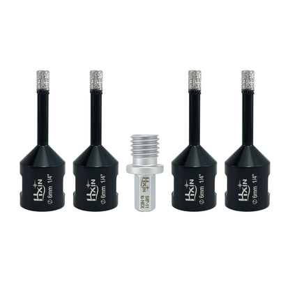4pcs/set Professional HXIN Vacuum Brazed Diamond Core Drill Bits with 5/8’’-11 Thread for Marble Porcelain Tile Ceramic Masonry