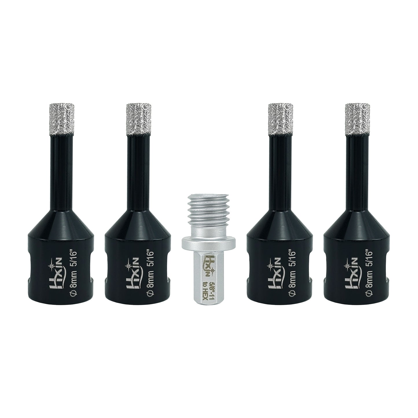 4pcs/set Professional HXIN Vacuum Brazed Diamond Core Drill Bits with 5/8’’-11 Thread for Marble Porcelain Tile Ceramic Masonry