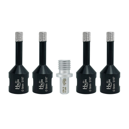 4pcs/set Professional HXIN Vacuum Brazed Diamond Core Drill Bits with 5/8’’-11 Thread for Marble Porcelain Tile Ceramic Masonry