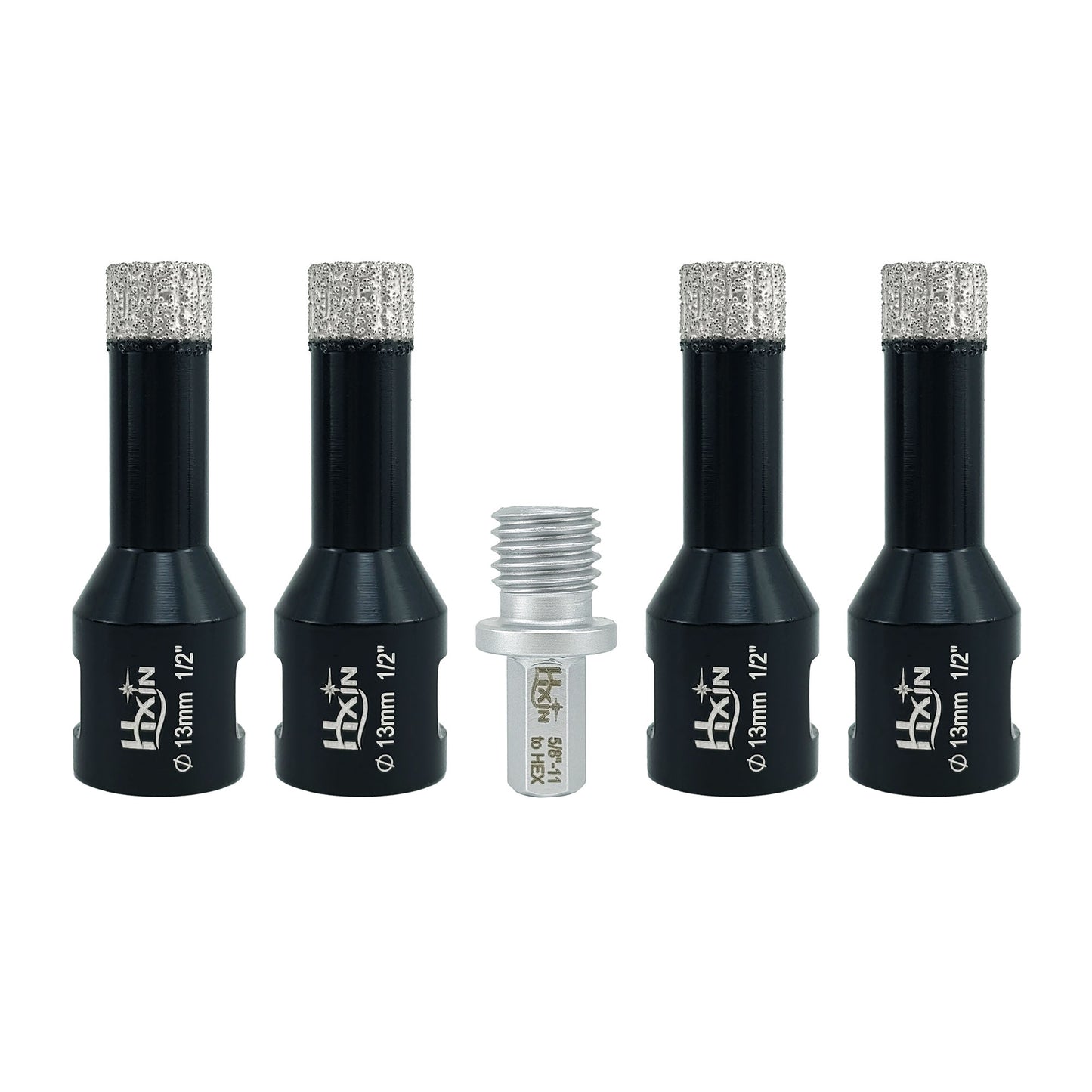 4pcs/set Professional HXIN Vacuum Brazed Diamond Core Drill Bits with 5/8’’-11 Thread for Marble Porcelain Tile Ceramic Masonry
