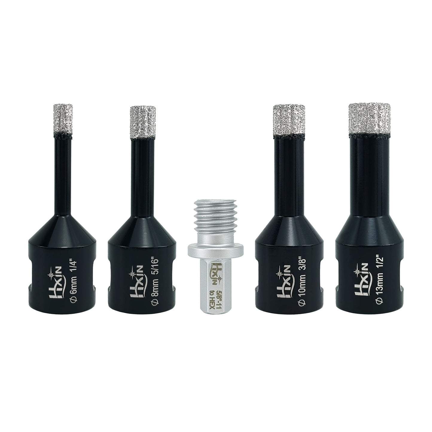 4pcs/set Professional HXIN Vacuum Brazed Diamond Core Drill Bits with 5/8’’-11 Thread for Marble Porcelain Tile Ceramic Masonry