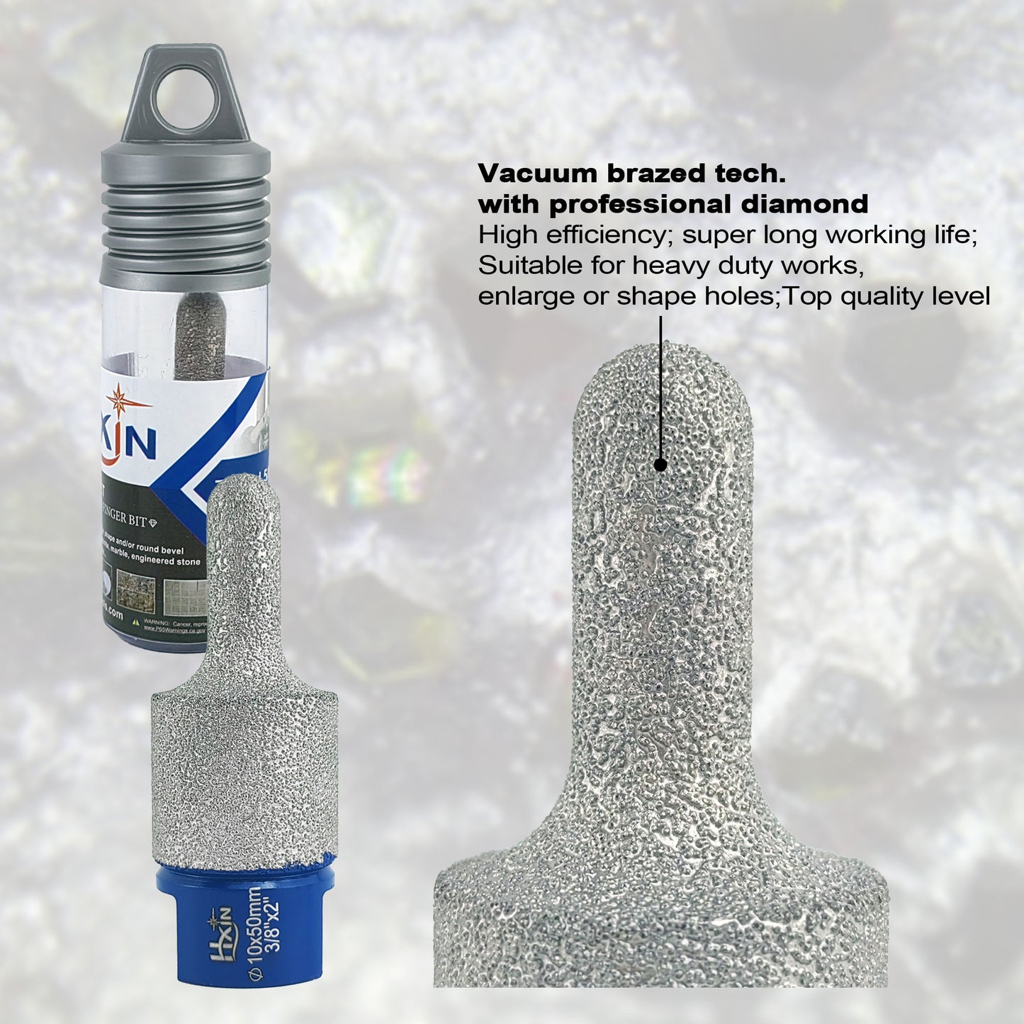 HXIN Vacuum Brazed Diamond Milling Finger Bits 5/8’’-11 Thread for Existing Holes Enlarging Shaping Trimming Tile Porcelain Ceramic Granite Marble