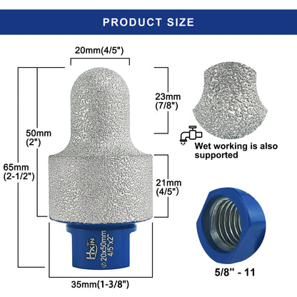 HXIN Vacuum Brazed Diamond Milling Finger Bits 5/8’’-11 Thread for Existing Holes Enlarging Shaping Trimming Tile Porcelain Ceramic Granite Marble
