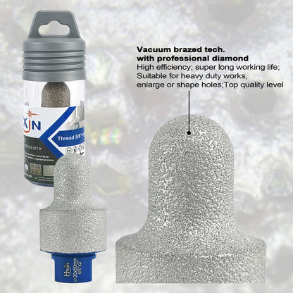 HXIN Vacuum Brazed Diamond Milling Finger Bits 5/8’’-11 Thread for Existing Holes Enlarging Shaping Trimming Tile Porcelain Ceramic Granite Marble