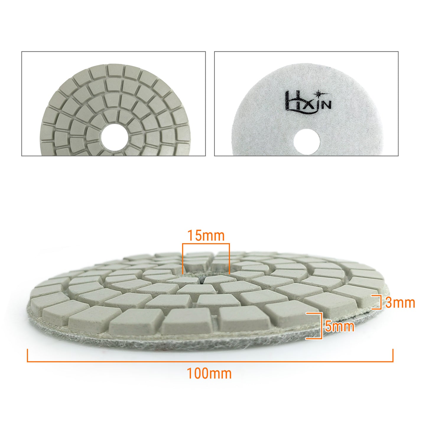 HXIN 4 inch Resin Bond Diamond Wet Polishing Pads for Granite Marble Ceramic
