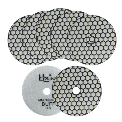7pcs/set HXIN 4 inch Resin Bond Diamond Dry Polishing Pads Set for Granite Marble Ceramic