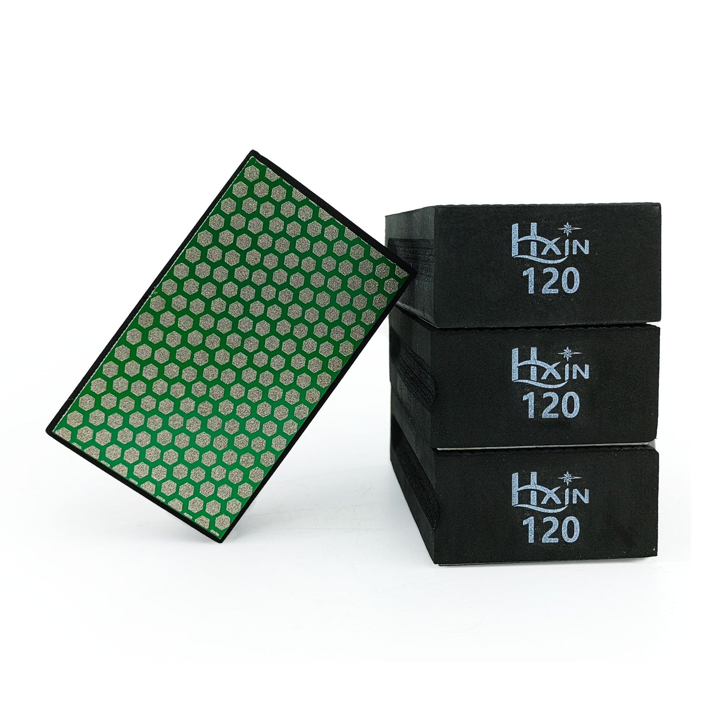 HXin Electroplated Diamond Hand Pad Sanding Block Sharp Glass Grinding Polishing Pad Sanding Block Foam Backing Hand-Held Sanding Block for Sanding Polishing Marble Tile Ceramics
