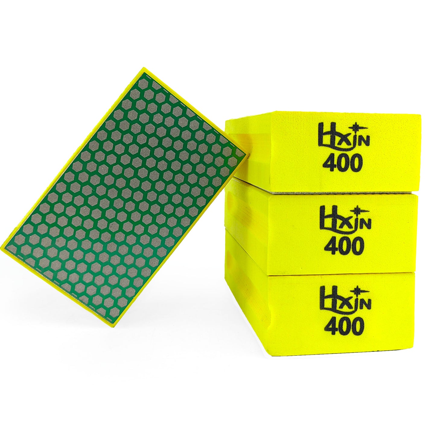 HXin Electroplated Diamond Hand Pad Sanding Block Sharp Glass Grinding Polishing Pad Sanding Block Foam Backing Hand-Held Sanding Block for Sanding Polishing Marble Tile Ceramics
